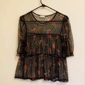 TinyWillow Sheer Floral Feminine Top - M